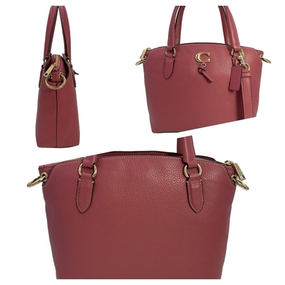 Coach Remi Satchel Pink Pebbled Leather Zipper Closure Shoulder Bag
